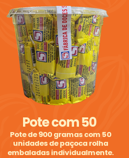 Paçoca Rolha Ind. Pote 900 g c/ 50 Unid.