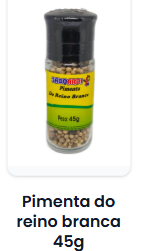 Moedor de Pimenta do Reino Branca Grão 45 g